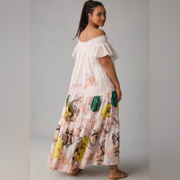 Anthropologie Maeve Pia Binazzi Tiered Off The Shoulder Dress in Novelty - SMALL - Picture 4 of 16